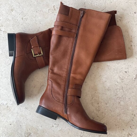 Naturalizer Womens Jessie Knee High Leather Riding Boots Brown, Size 8W - Picture 3 of 14